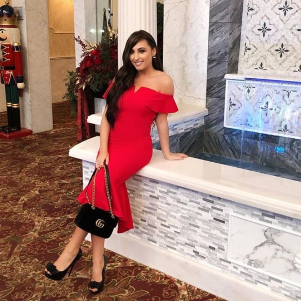 Red midi dress